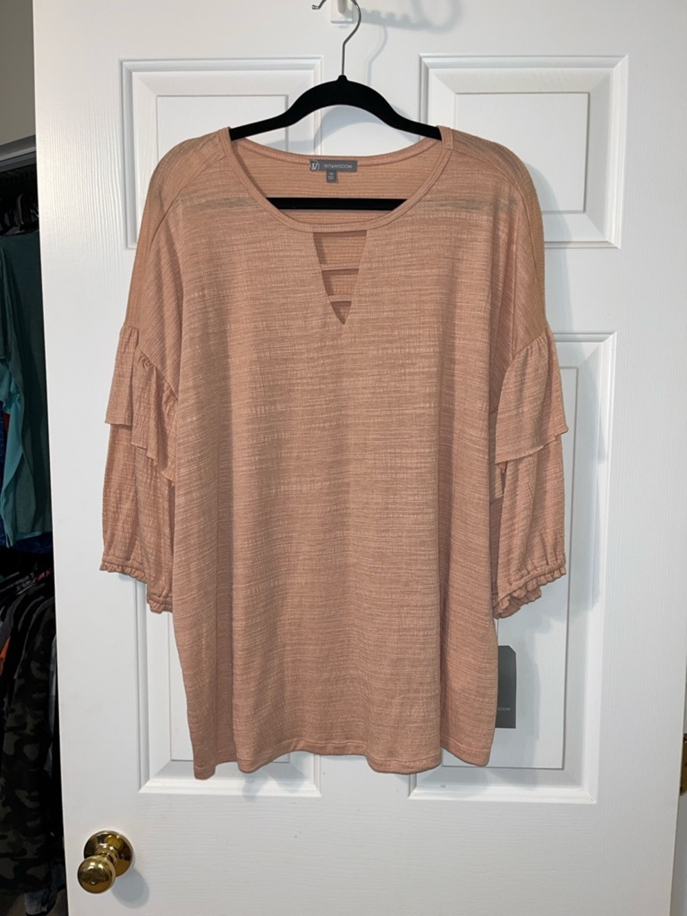 Wit & Wisdom Dusty Rose Layered Ruffle Sleeve Tunic